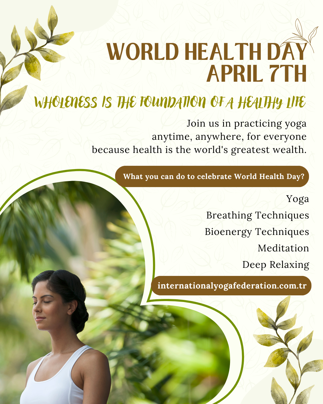 WORLD HEALTH DAY GLOBAL YOGA CALL WORLD HEALTH DAY GLOBAL YOGA CALL